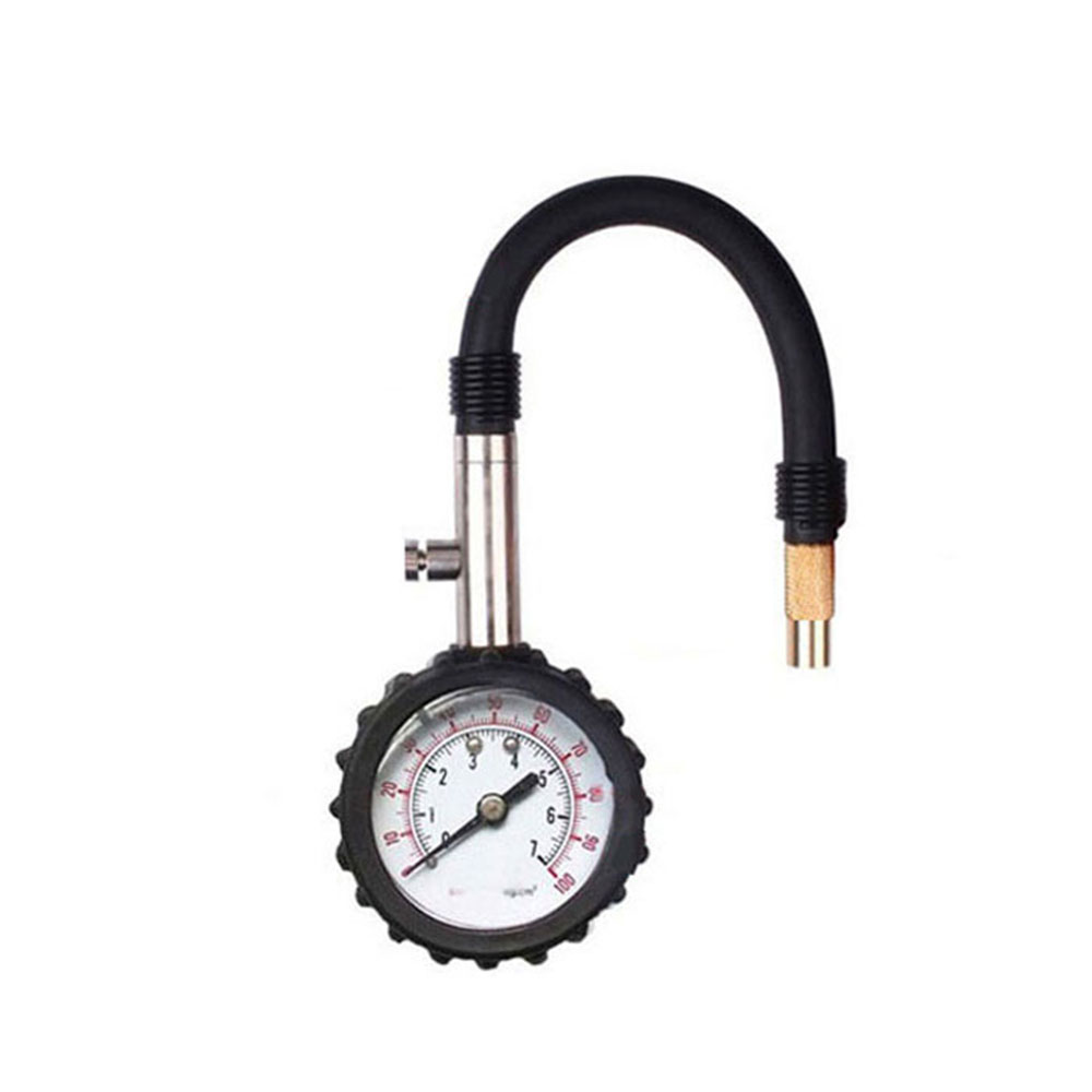 エアゲージ タイヤ圧力計 ラバープロテクト付 最大測定値500kPa 6781 圧力計 車用 車両 高精度 ホース付 ◇ALW-HL-10804 | 車 自動車 空気圧計 タイヤゲージ バイク タイヤ